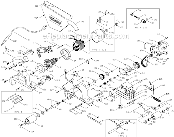 Page A Diagram and Parts List for 351 Type 3 Porter Cable Sander Polisher